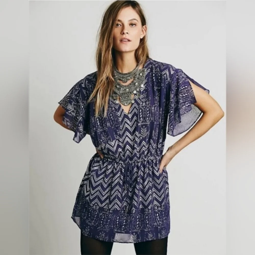 Free People Love Your Chaos Purple Mini Dress Size XS